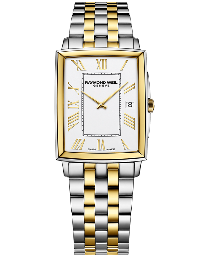 Toccata Men's Rectangular White Dial Two-Tone Bracelet Watch, 37.25 x 29.60mm