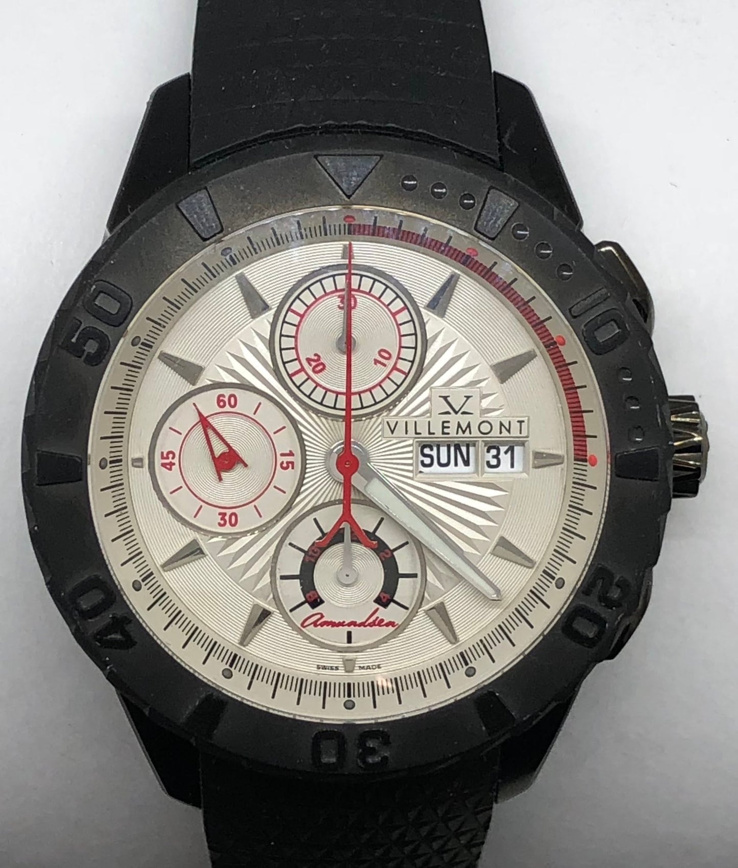 Villemont Seas Chrono Automatic PVD Black Silver Dial Men's Watch 1049.005