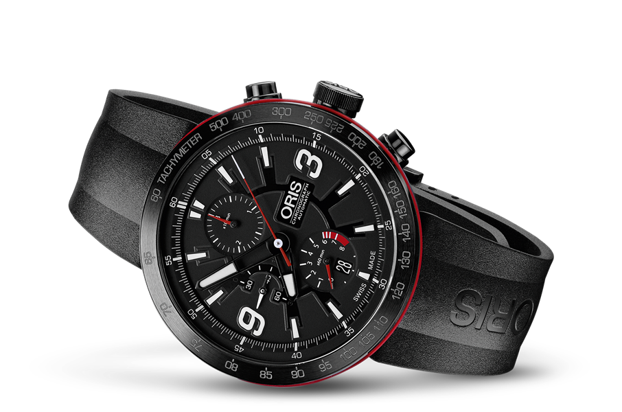 Oris TT1 Black Dial Rubber Mens Watch 674-7659-4764RS