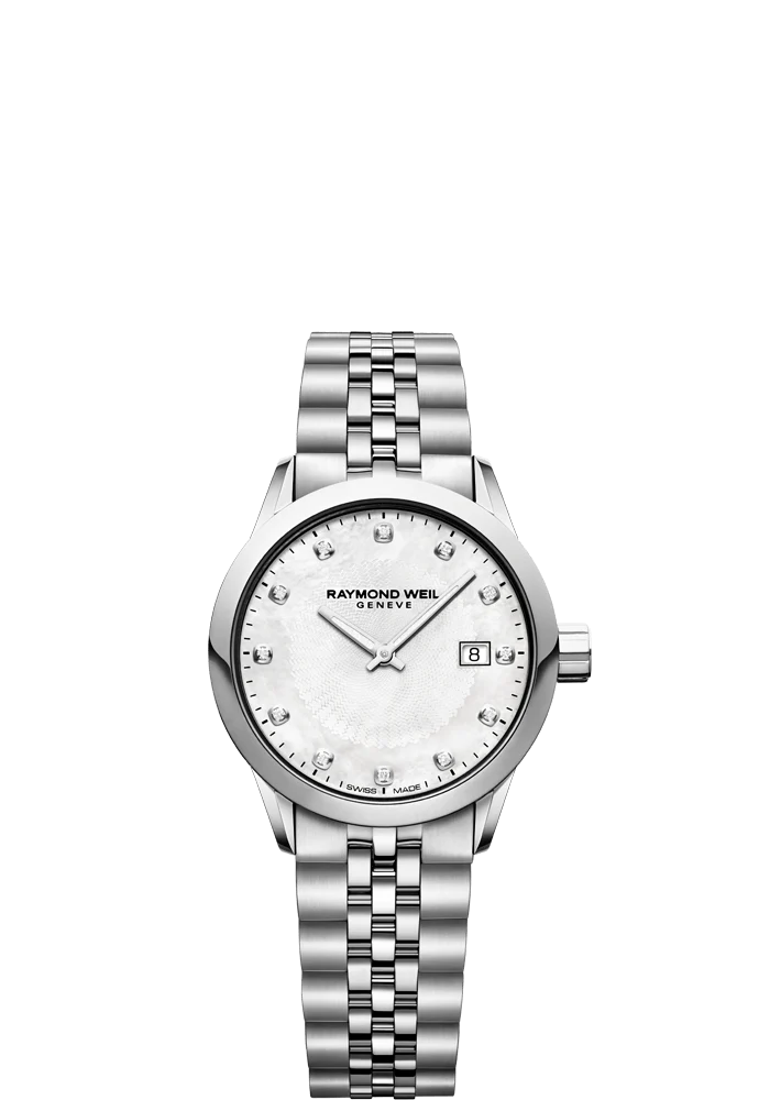 Raymond Weil Freelancer 29mm Stainless Steel MOP Diamond Dial On Bracelet Ladies Watch 5629-ST-97081
