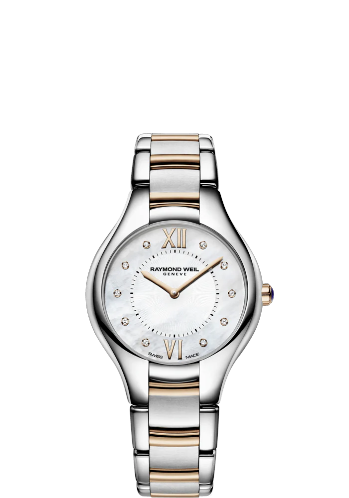 Raymond Weil Noemia 32mm Two Tone MOP Diamond Dial On Bracelet Ladies Watch 5132-SP5-00985