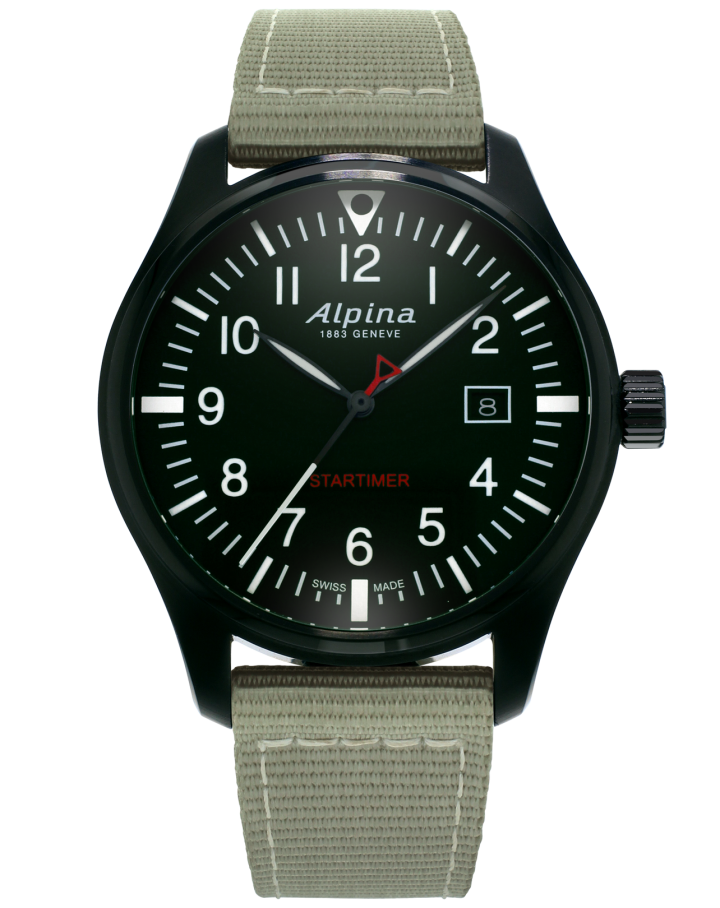 Alpina Startimer Pilot Quartz PVD Black On Strap AL-240B4FBS6
