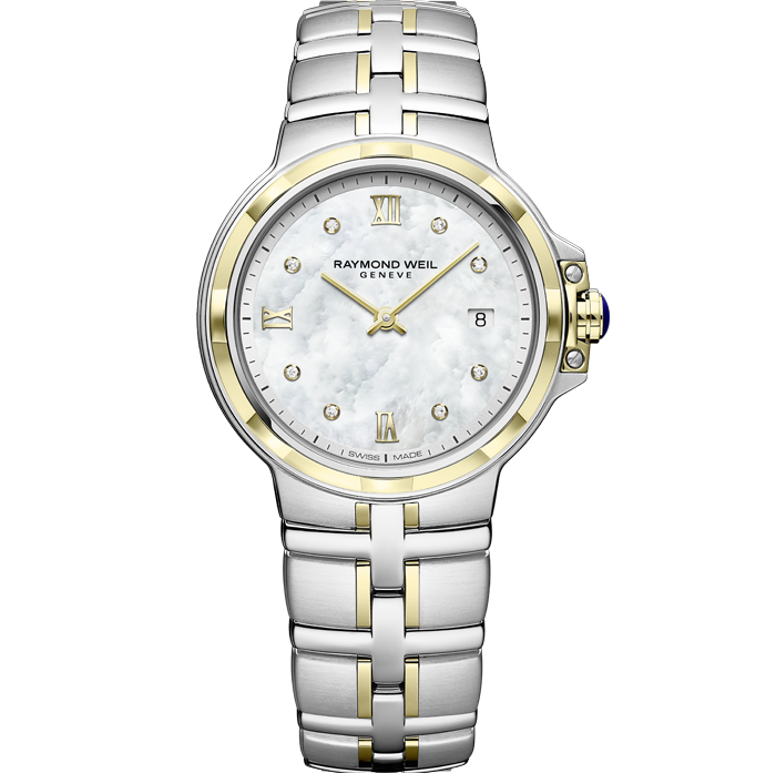 Raymond Weil Parsifal 30mm Two-Tone MOP Diamond Dial On Bracelet Ladies Watch 5180-STP-00995