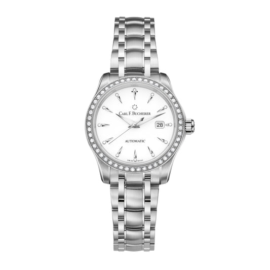 Carl F. Bucherer Manero AutoDate Diamond Bezel Stainless Steel On Bracelet Ladies Watch 00.10911.08.23.31