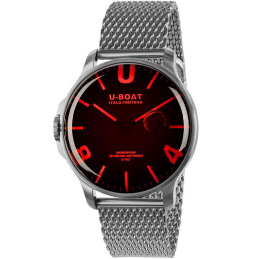 U-Boat DARKMOON 44 Red SS Mesh on Stainless Steel Bracelet 8465/MT