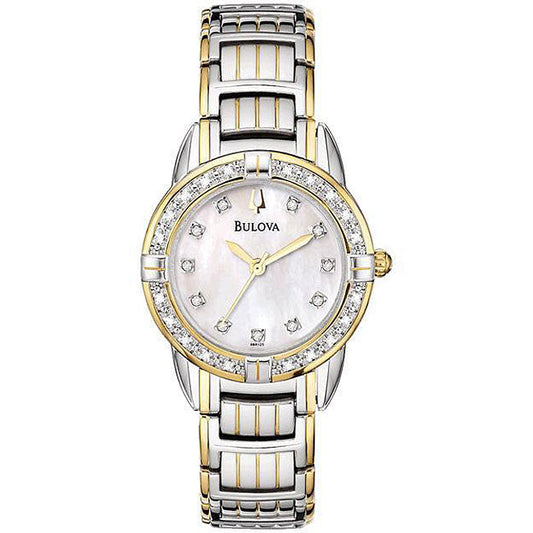 Bulova Women's Diamond Accented Case Bracelet Mother of Pearl Dial Watch #98R125