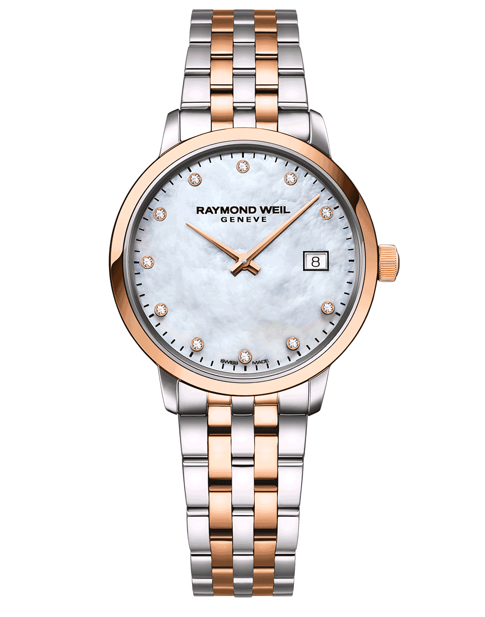 Toccata Ladies 11 Diamond Mother-of-Pearl Dial Rose Gold Two-Tone Bracelet Watch, 29mm