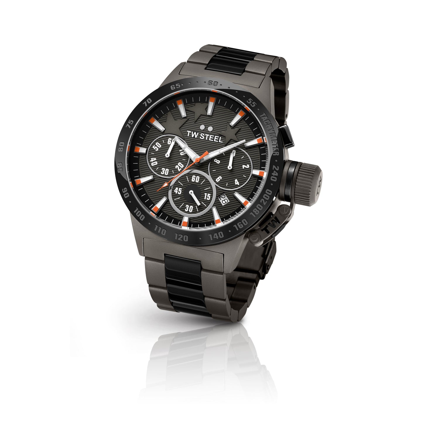 TW Steel Canteen 45mm PVD Dark Titanium Plated Chronograph On Bracelet TW313