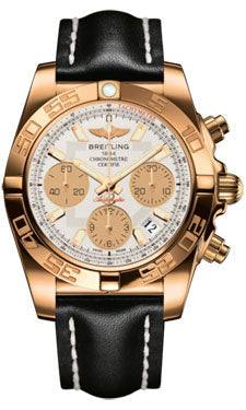Breitling Chronomat 41 Rose Gold Polished Bezel - Leather Strap - Tang HB014012/G713-leather-black-tang Men's Watch