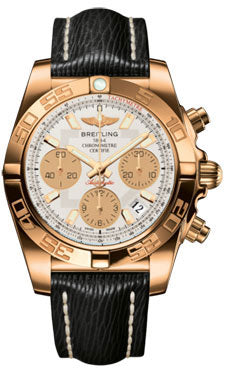 Breitling Chronomat 41 Rose Gold Polished Bezel - Sahara Leather Strap HB014012/G713-sahara-black-tang Men's Watch