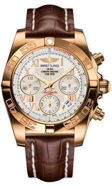 Breitling Chronomat 41 Rose Gold Polished Bezel - Croco Strap - Tang HB014012/G759-croco-brown-tang Men's Watch