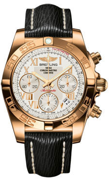 Breitling Chronomat 41 Rose Gold Polished Bezel - Sahara Leather Strap HB014012/G759-sahara-black-tang Men's Watch
