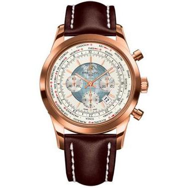 Breitling Transocean Chronograph Unitime Red Gold RB0510U0/A733-leather-brown-deployant