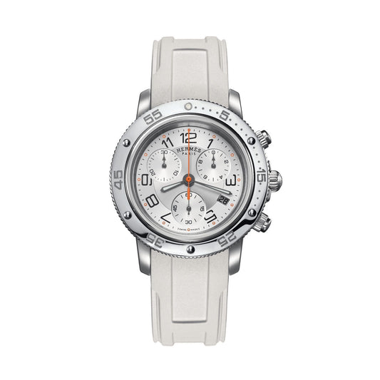 Hermes Clipper Quartz Chronograph Diver Stainless Steel Silver Dial Unisex Watch CP24102201-C5-00