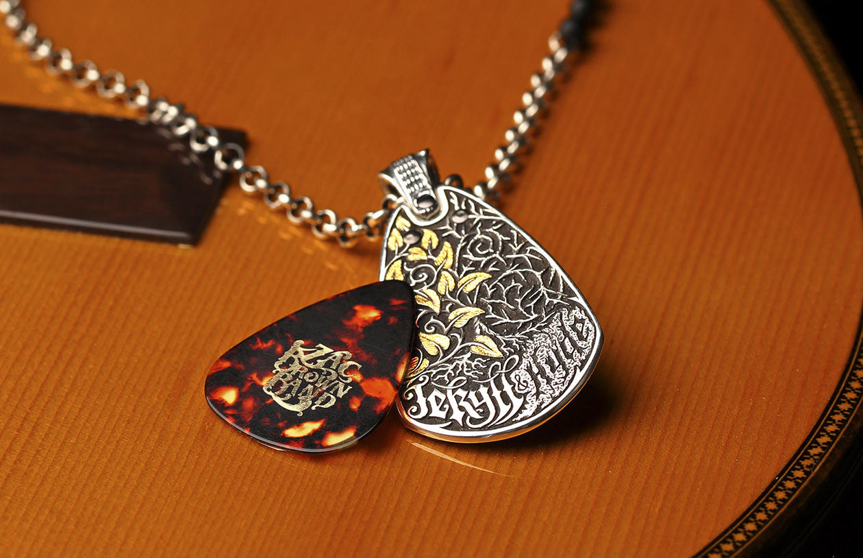 William Henry / Zac Brown Sterling Silver / Gold Inlay Limited Production Pendant with Guitar Pick holder  JEKYLL+HYDE-LTD