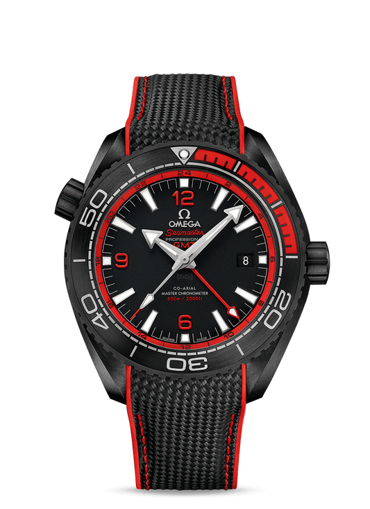 Omega Planet Ocean 600M Co‑Axial Master Chronometer GMT 45.5mm Deep Black Black Ceramic On Rubber Strap Men's Watch 215.92.46.22.01.003