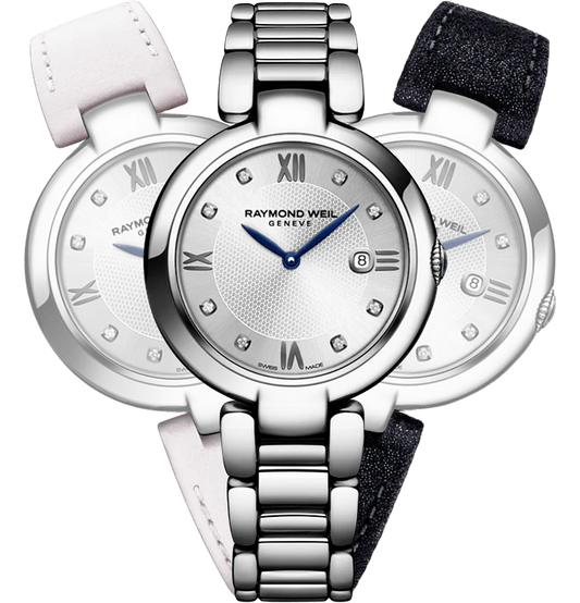Raymond Weil Shine 32mm Stainless Steel Diamond Dial On Strap-Bracelet Ladies Watch 1600-ST-RE695