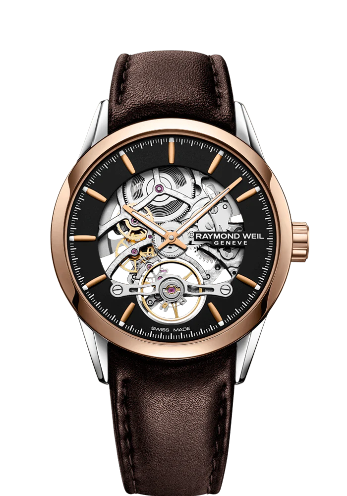 Raymond Weil Freelancer 42mm Automatic Skeleton Two Tone On Strap Men's Watch 2785-SC5-20001