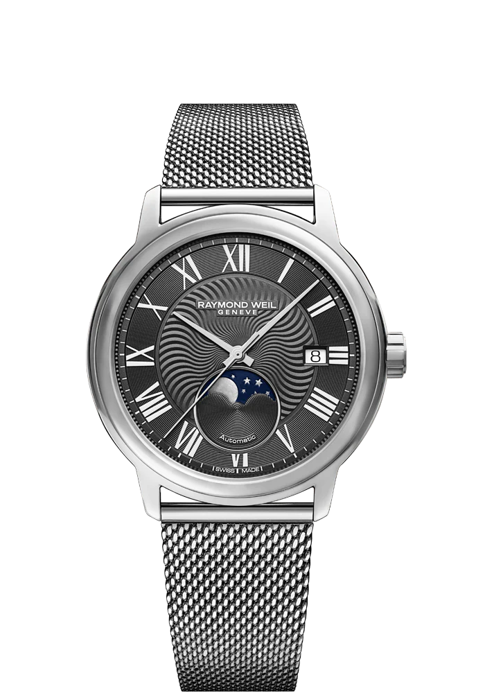 Raymond Weil Maestro Moon Phase 40mm Automatic Stainless Steel On Bracelet Men's Watch 2239M-ST-00609