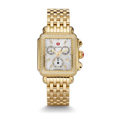 Michele Deco Gold Diamond On Bracelet MWW06P000100