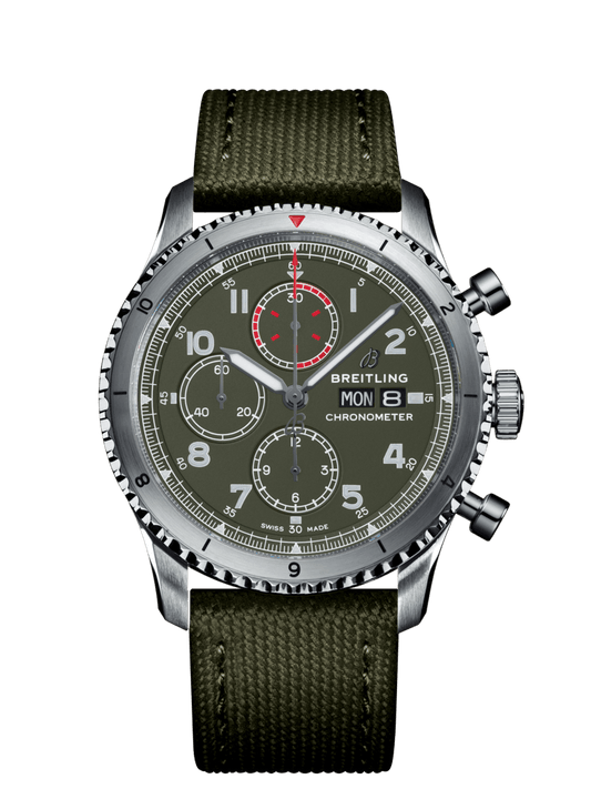 Breitling Aviator 8 Chronograph 43 Curtiss Warhawk Stainless Steel On Tang Strap Men's Watch A133161A1L1X1