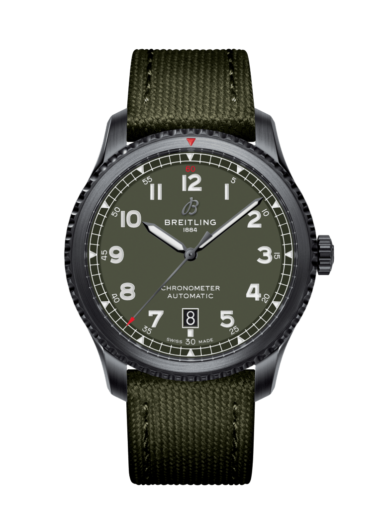 Breitling Aviator 8 Automatic 41 Black Steel Curtiss Warhawk On Tang Strap Men's Watch M173152A1L1X1