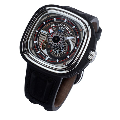 SevenFriday P Series Limited Edition Automatic Stainless Steel Black/Silver Dial On Strap Men's Watch P3/C