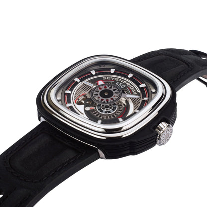 SevenFriday P Series Limited Edition Automatic Stainless Steel Black/Silver Dial On Strap Men's Watch P3/C
