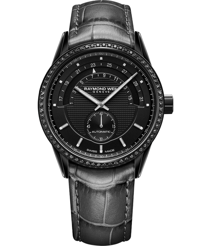Raymond Weil Freelancer 38mm Automatic Grey PVD Stainless Steel Diamond Bezel On Strap 2778-BKS-20001