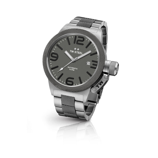 TW Steel Canteen 45mm Steel PVD Dark Titanium Coated Automatic Dark Grey On Bracelet CB205
