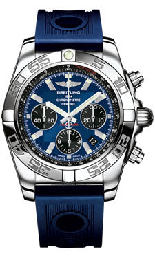 Breitling Chronomat 44 Steel Polished Bezel - Ocean Racer Strap - Deployant AB011012/C789-ocean-racer-blue-deployant Men's Watch