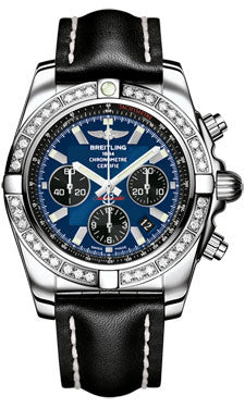 Breitling Chronomat 44 Steel 40 Dia Bezel - Leather Strap - Tang AB011053/C789-leather-black-tang Men's Watch