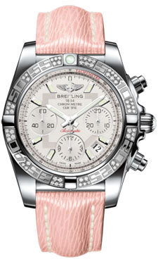Breitling Chronomat 41 Steel Diamond Bezel - Sahara Leather Strap AB0140AA/G711-sahara-rose-tang Men's Watch