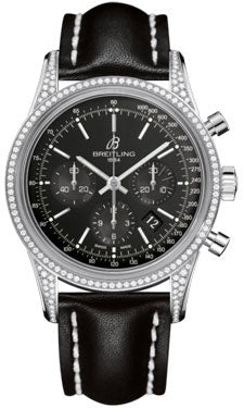 Breitling Transocean Chronograph Stainless Steel Dia Case AB0152AF/BA99 Leather Deployant Mens Watch