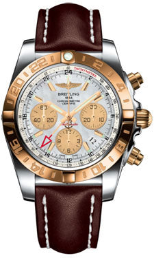 Breitling Chronomat 44 GMT CB042012/A739 Steel and Gold on leather-brown-tang Men's Watch