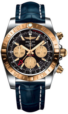 Breitling Chronomat 44 GMT CB042012/BB86 Steel and Gold on croco-blue-deployant Men's Watch