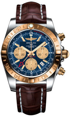 Breitling Chronomat 44 GMT CB042012/C858 Steel and Gold on croco-brown-tang Men's Watch