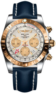 Breitling Chronomat 44 GMT CB042012/G755 Steel and Gold on leather-blue-deployant Men's Watch