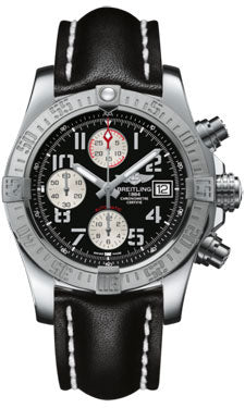 Breitling Avenger II A1338111/BC33 Black Leather Deployant Mens Watch