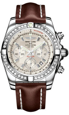 Breitling Chronomat 44 Steel 40 Dia Bezel - Leather Strap - Deployant AB011053/G684-leather-brown-deployant Men's Watch