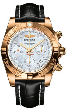 Breitling Chronomat 41 Rose Gold Polished Bezel - Croco Strap - Deployant HB014012/A723-croco-black-deployant Men's Watch