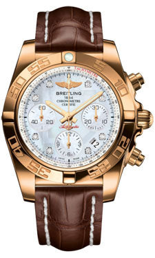 Breitling Chronomat 41 Rose Gold Polished Bezel - Croco Strap - Deployant HB014012/A723-croco-brown-deployant Men's Watch