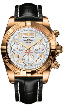 Breitling Chronomat 41 Rose Gold Polished Bezel - Croco Strap - Tang HB014012/A748-croco-black-tang Men's Watch