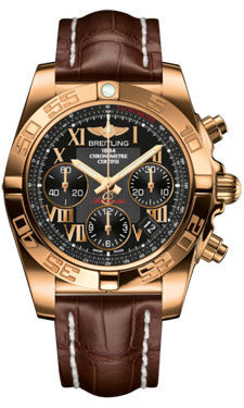 Breitling Chronomat 41 Rose Gold Polished Bezel - Croco Strap - Deployant HB014012/BC08-croco-brown-deployant Men's Watch
