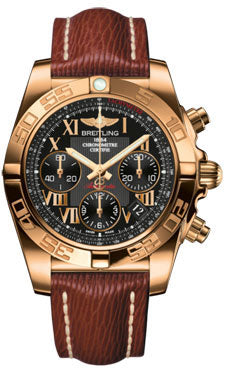 Breitling Chronomat 41 Rose Gold Polished Bezel - Sahara Leather Strap HB014012/BC08-sahara-brown-tang Men's Watch