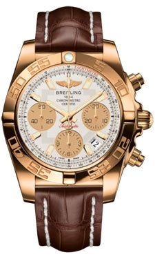 Breitling Chronomat 41 Rose Gold Polished Bezel - Croco Strap - Tang HB014012/G713-croco-brown-tang Men's Watch