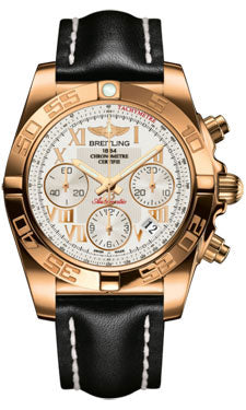 Breitling Chronomat 41 Rose Gold Polished Bezel - Leather Strap - Deployant HB014012/G759-leather-black-deployant Men's Watch
