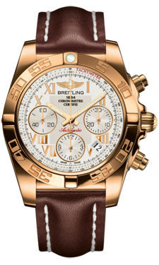 Breitling Chronomat 41 Rose Gold Polished Bezel - Leather Strap - Tang HB014012/G759-leather-brown-tang Men's Watch